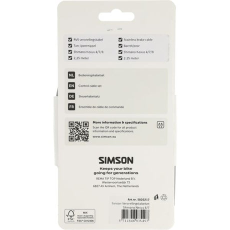 Simson Schaltzugsatz Nexus 4 7 8 Edelstahl - Grau