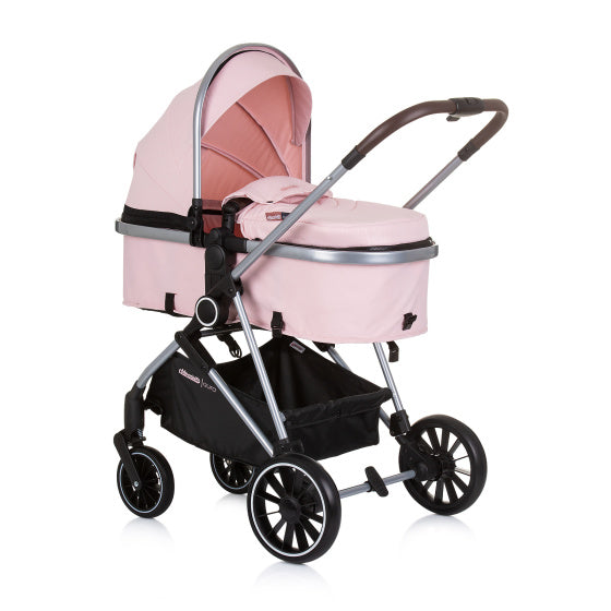 Chipolino Aura faltbarer 3-in-1-Kinderwagen mit Wickeltasche rosa