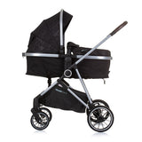 Chipolino Aura faltbar 3-in-1-Kinderwagen mit Windelbeutel Obsidian Schwarz Silber