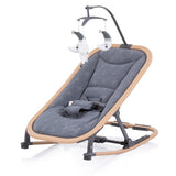Chipolino Velvet Faltbarer Schaukelstuhl mit mobiler Graphitholz grau Beige