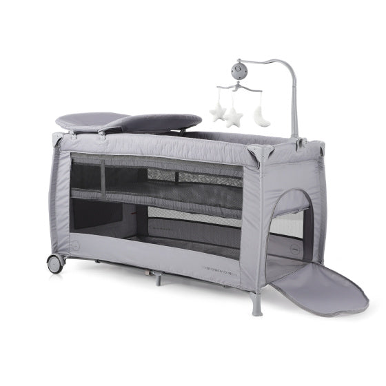 Chipolino Bella Klappcampbett mit wechselnem Pad Asche grau