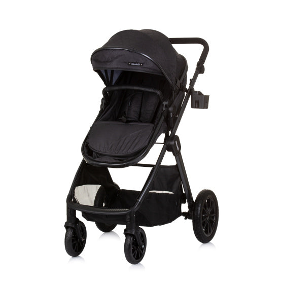 Chipolino Harmony faltbarer 3-in-1 Kinderwagen mit Wickeltasche Granit Anthrazit