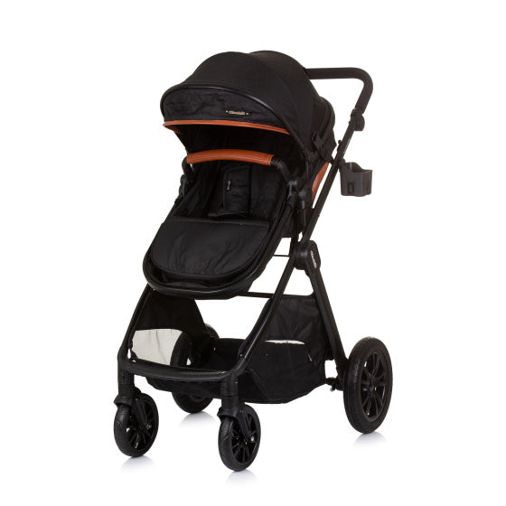 Chipolino Harmony faltbarer 3-in-1-Kinderwagen mit Wickeltasche Obsidianschwarz