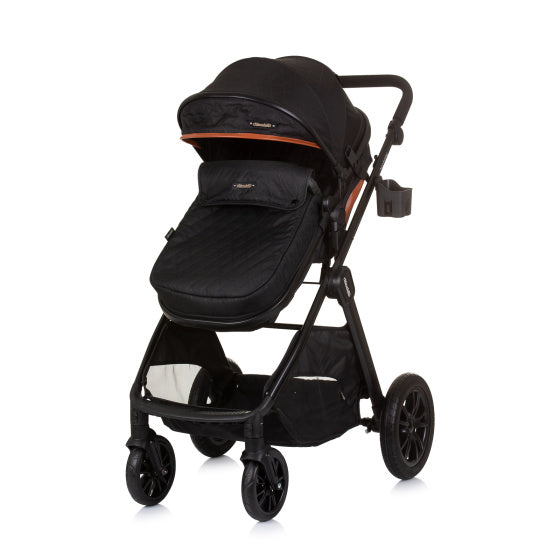 Chipolino Harmony faltbarer 3-in-1-Kinderwagen mit Wickeltasche Obsidianschwarz