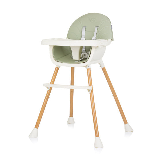 Chipolino Rio 2-in-1 Hochstuhl mit Esstablett, Sitzkissen, Aloe-Grün-Weiß