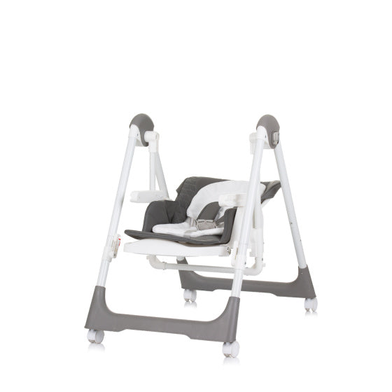 Chipolino-Milchschüttler 2-in-1 Hochstuhl Schaukelstuhl Granitgrau Weiß