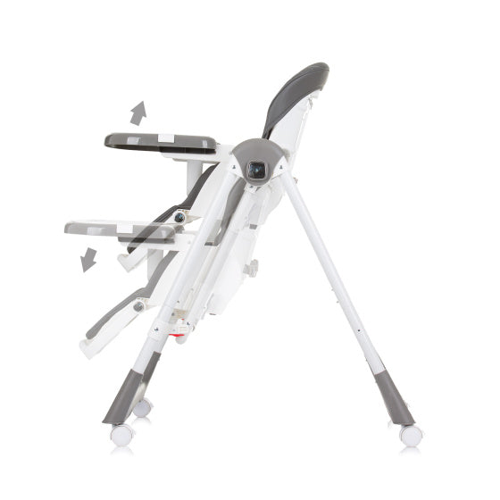 Chipolino-Milchschüttler 2-in-1 Hochstuhl Schaukelstuhl Granitgrau Weiß