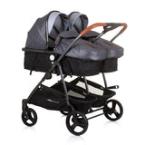 Chipolino -Duo faltbarer Kinderwagen für 2 silbergraues Schwarz