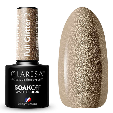 Claresa UV-LED-Gel-Nagellack, 5 ml, Full Glitter 2 Bronze
