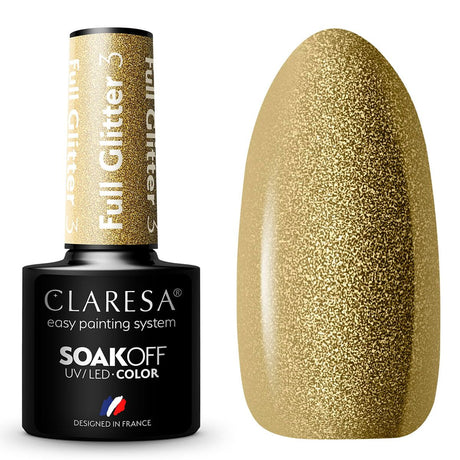 Claresa UV-LED-Gel-Nagellack, 5 ml, Full Glitter 3 Gold