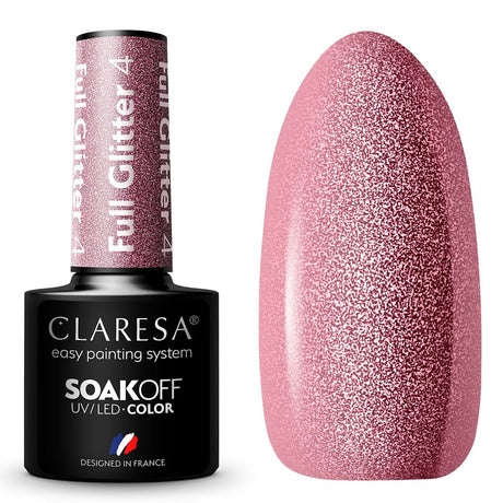 Claresa UV-LED-Gel-Nagellack, 5 ml, Full Glitter 4 Cool Pink