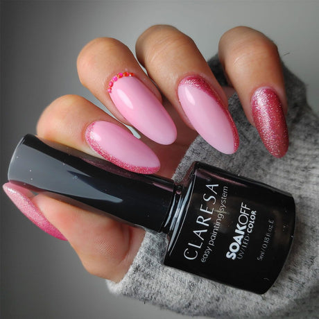Claresa UV-LED-Gel-Nagellack, 5 ml, voller Glitzer, 5 warmes Rosa