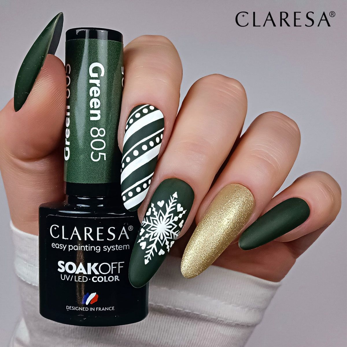 Claresa UV-LED-Gel-Nagellack, 5 ml, Grün, 805 „Take Me to the River“.