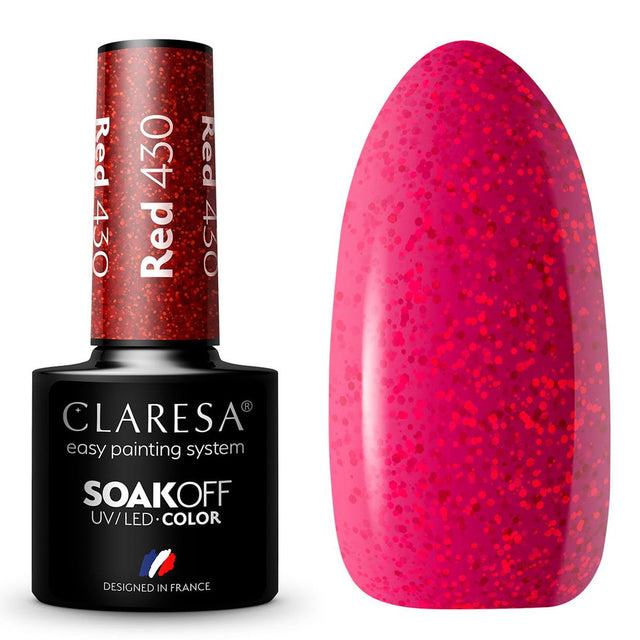 Claresa UV-LED-Gel-Nagellack, 5 ml, Rot 430 Rainbow Explosion