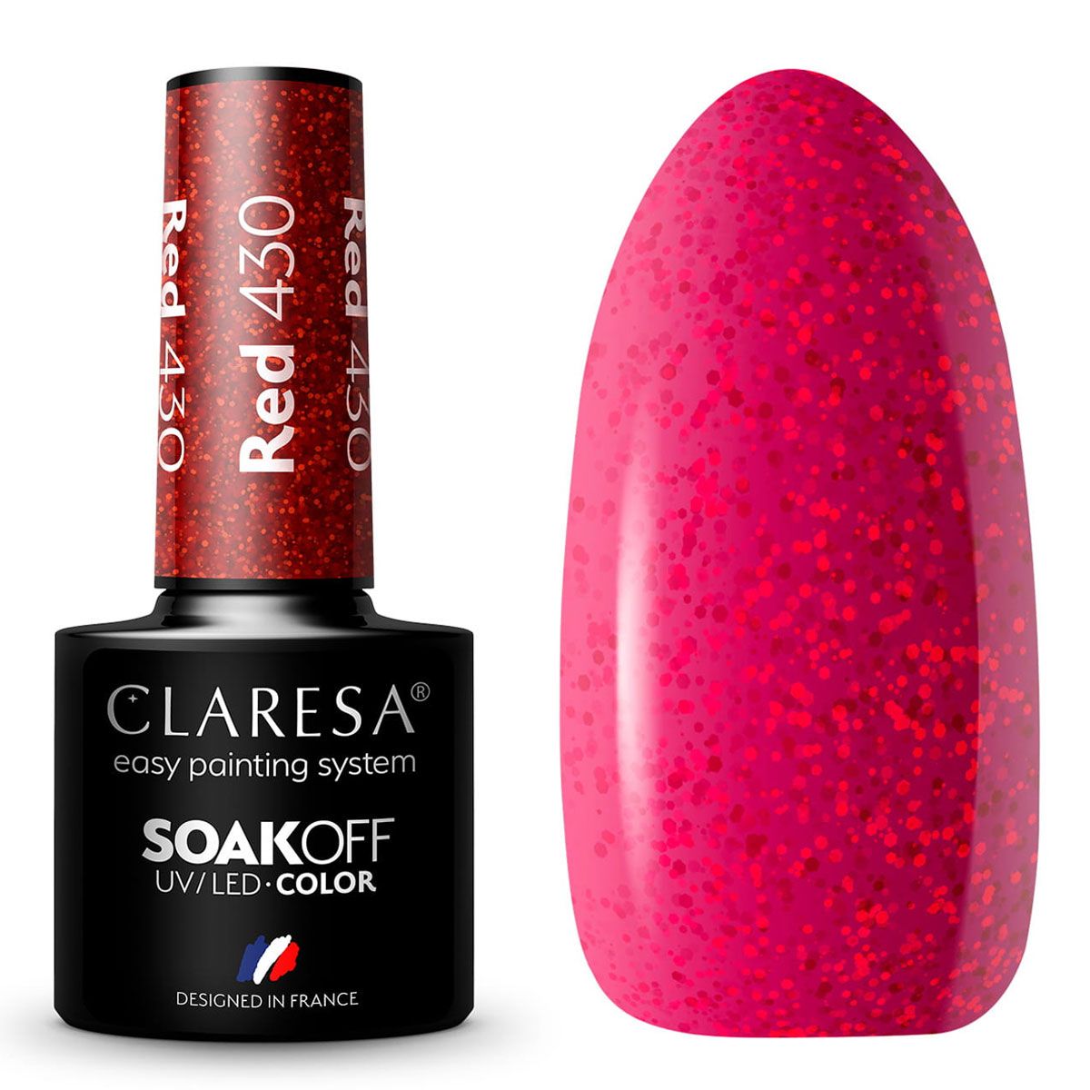 Claresa UV-LED-Gel-Nagellack, 5 ml, Rot 430 Rainbow Explosion