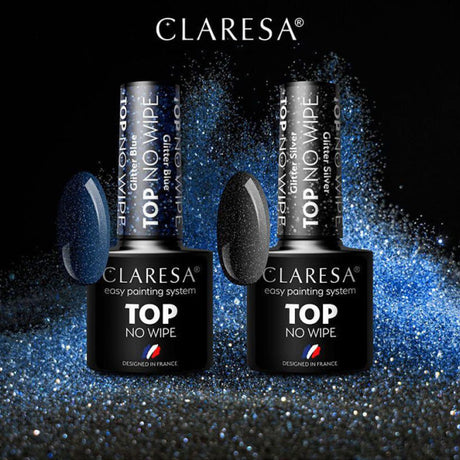 Claresa Überlack ohne Abwischen, glitzernd, blau, 5 ml