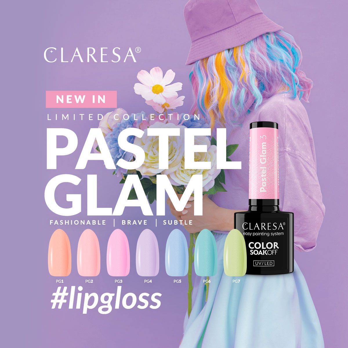 Claresa UV-LED-Gel-Nagellack, 5 ml, Pastell-Glam 1