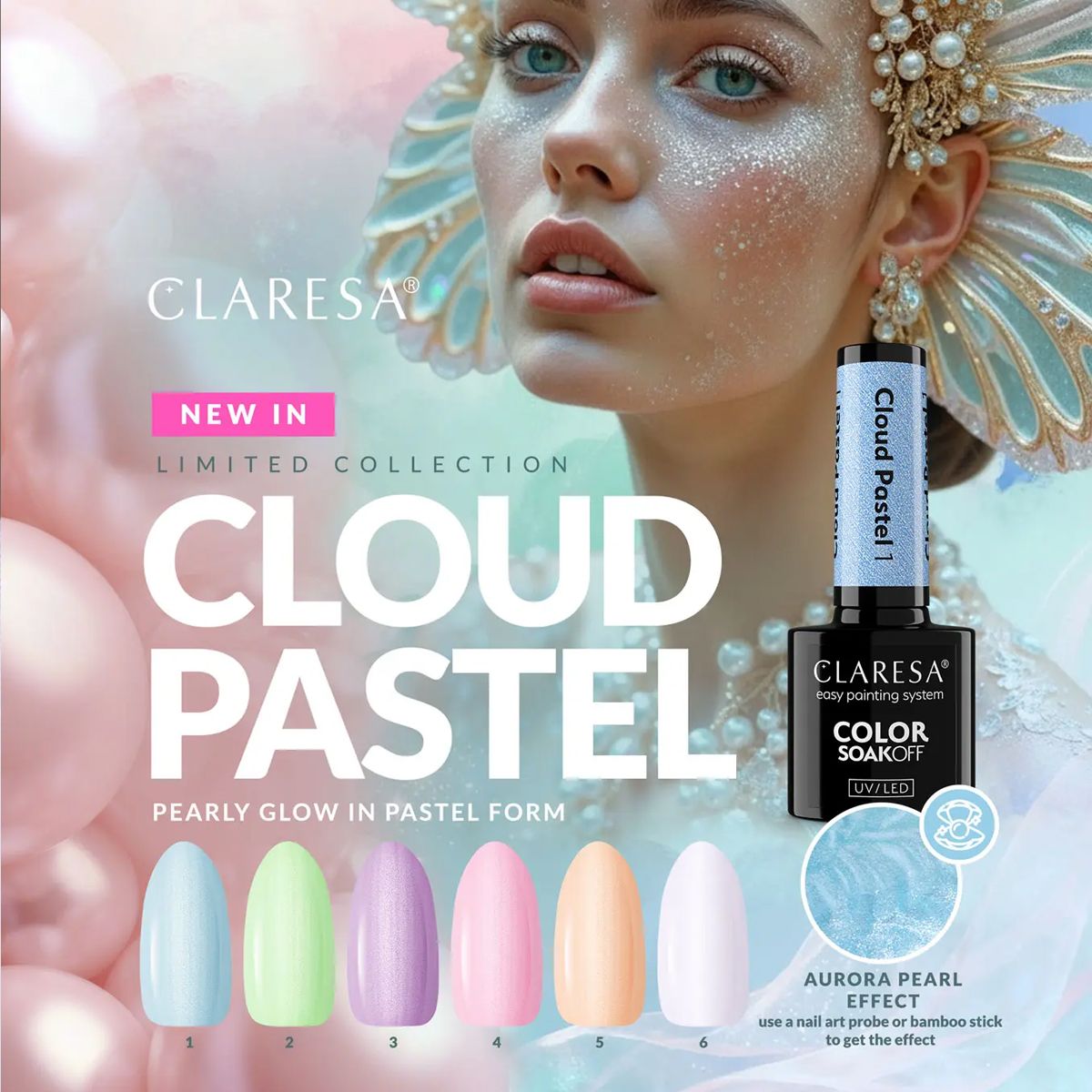 Claresa UV-LED-Gel-Nagellack, 5 ml, Wolkenpastell 6