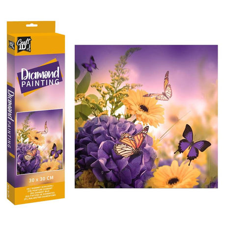 Grafix craft id diamond painting vlinders in bloemenveld 30x30cm