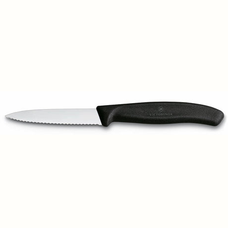 Victorinox Swiss Classic Schälmesser 8 cm gezahnte Klinge mit schwarzem Griff<br>