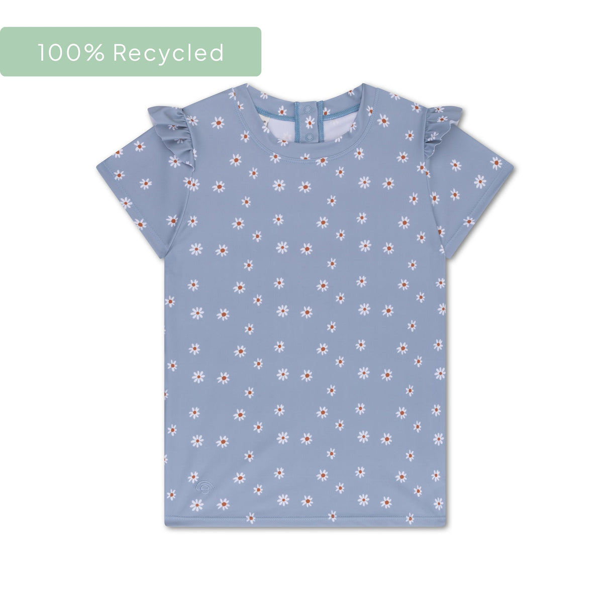 Gänseblümchenblume | blaues UV-Badeshirt mit kurzen Ärmeln