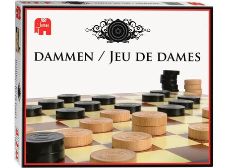 Jumbo-Checker 1 Karton-Schachbrett mit 40 Holz-Checkern