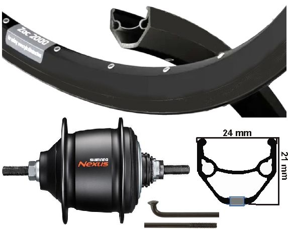 Kgs Hinterrad 28 Zoll (622), Felge und Speichen schwarz, Nexus 8 RB schwarz