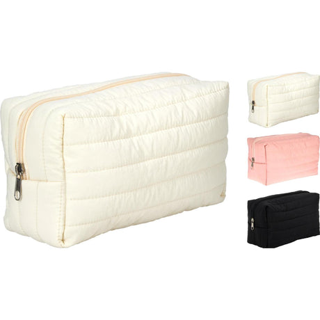 Toilettas medium in wit roze zwart