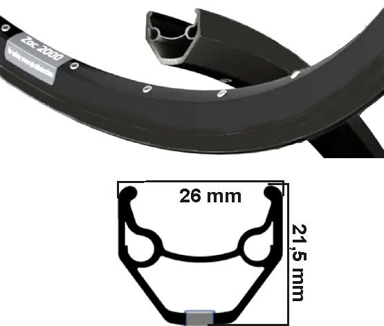 Ryde Velg Zac 2000 Mat Black Disk 28 36 Löcher Etro 622 14g