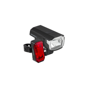 Trelock verlichtingsset lighthammer 80 usb set - 80 lux, zwart