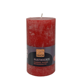 Dekor rustikale Stumpenkerze rot 130 68mm