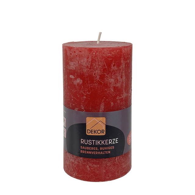 Dekor rustikale Stumpenkerze rot 130 68mm
