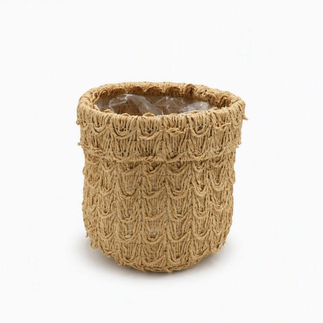 Sizo plantpot nori dia.15cm papier met plastic voering bruin
