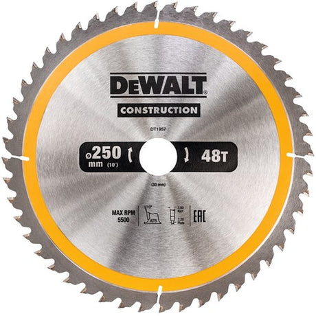 Dewalt Zubehör Kreissägeblatt 250 x 30 x 48 Zähne, positiv 10°, Kerbe 3 mm – dt1957-qz