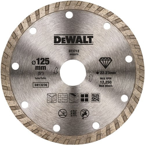 Dewalt Zubehör Diamanttrennscheibe, Turbo, ø125 mm 22,2 mm, universal – dt3712-qz