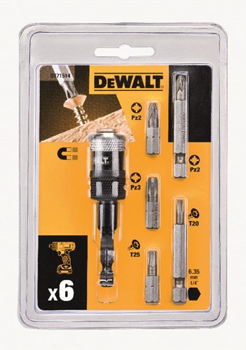 Dewalt Zubehör Impact 7-teiliges Set + kompakter Schnelllade-Schraubenbit-Adapter – dt71514-qz