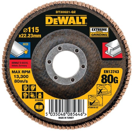 Dewalt Zubehör Lamellenschleifscheibe Extreme 115 x 22,2 mm 80 g – dt30621-qz – 1 Stück – dt30621-qz