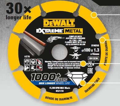 Dewalt DT40252 Extreme-Metall-Diamantscheibe | 125 x 22,23 x 1,3 mm – dt40252-qz