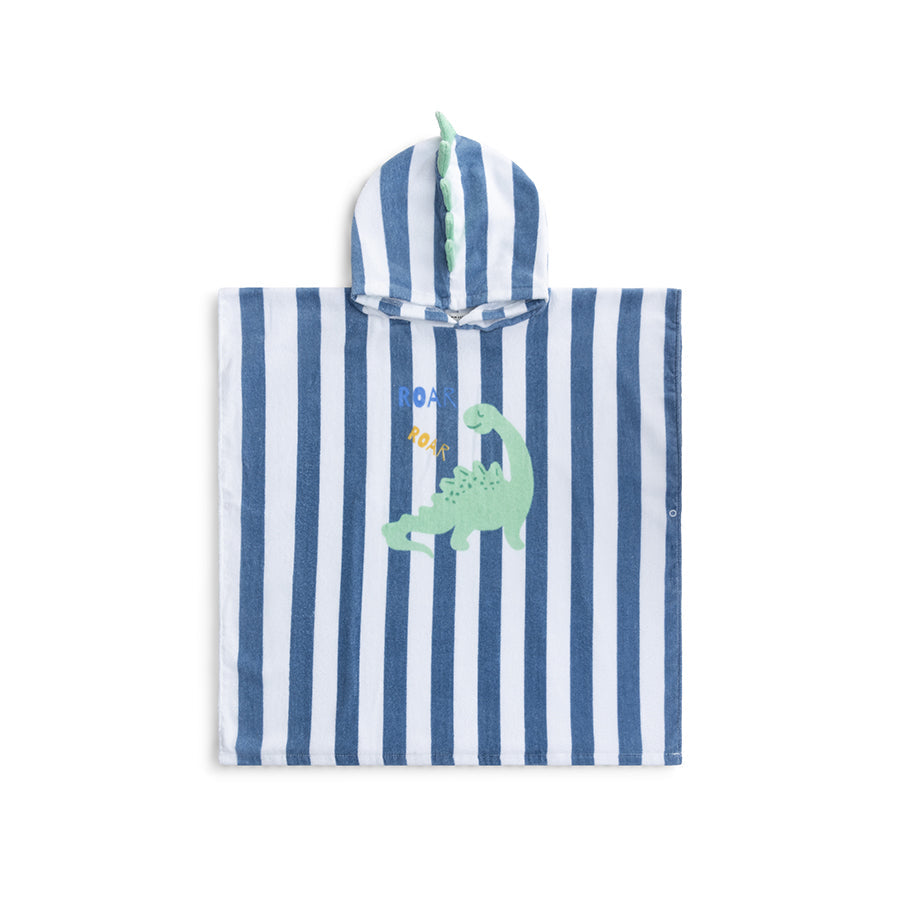 Dino | Blauer Strandponcho aus Baumwolle, 65 x 65 cm
