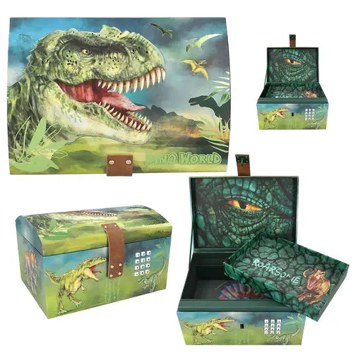 Depesche - dino world schatkist met code, geluid licht