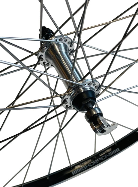 Rodi voorwiel 28 - 622x19 skorpion alu. zwart fm21 qr sp. 14 rvs