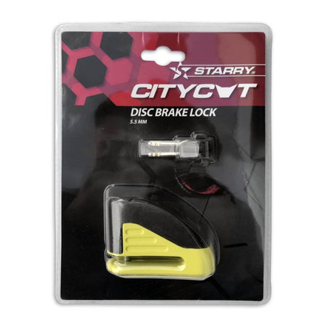 Falko Import Export Citycat Scheibenbremsschloss gelb mit Tasche + Erinnerungskabel*