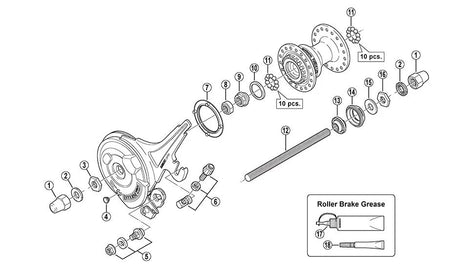 Shimano V-Achse Conus links snafdyna rollerbrake naf m9x11.94