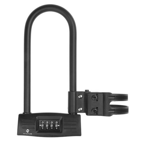 M-Wave-Bügelschloss aus Messing mit Code und Halter 124 mm. x 260 mm. schwarz