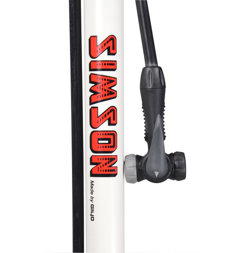 Fahrradpumpe mit Manometerstahl 61 cm weiß (020601)