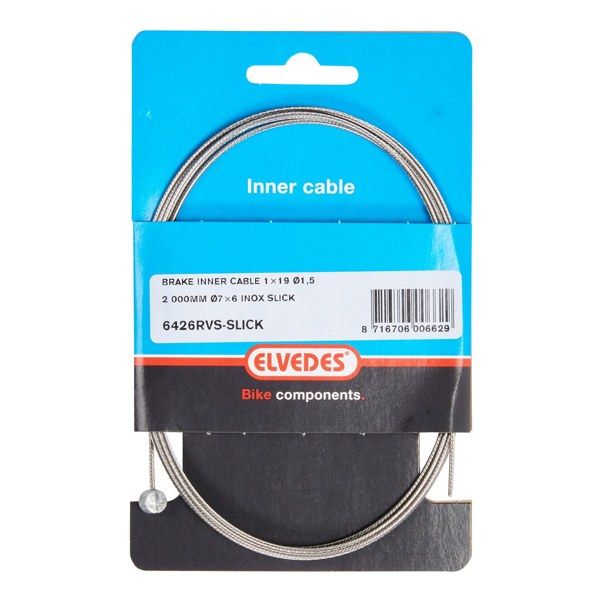 ELVEDES REM BINNenkabel 2000 mm Edelstahl Slick Ø1,5mm T-Nipple