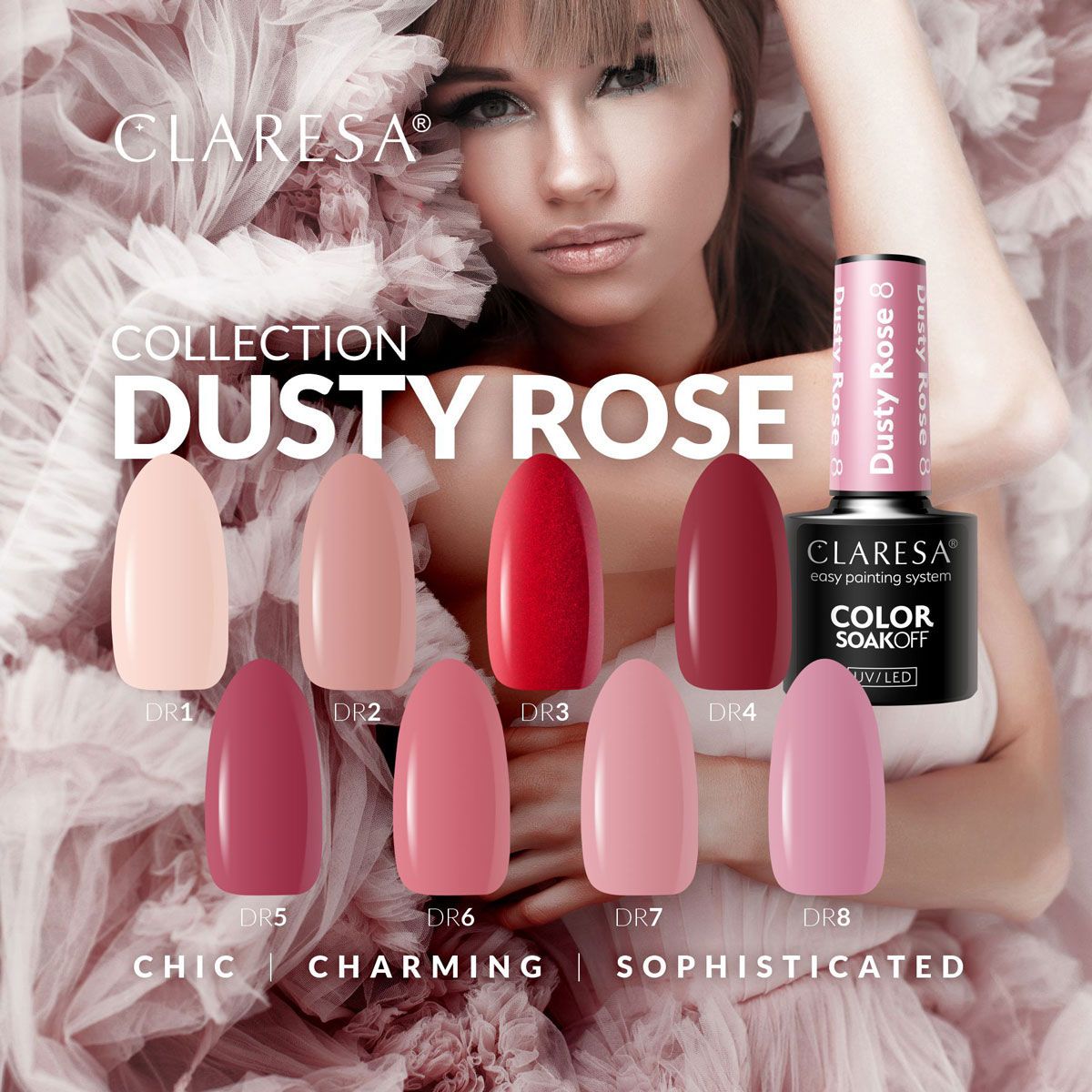 Claresa UV-LED-Gel-Nagellack, 5 ml, Dusty Rose 2