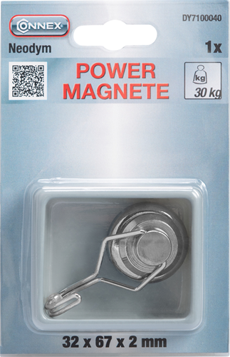 Connex-Magnet-Neodym-Haken 32 mm, 32 kg, 1 Stück – dy7100040