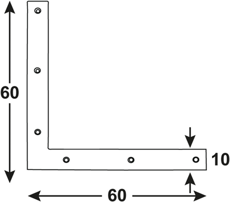 Connex 4 Stück flaches Quadrat – Eckverbinder 60 x 60 x 10 BVZ – Dyb2003671