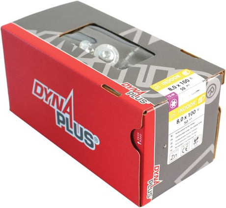 Dynaplus houtbouwschroef verzinkt tellerkop deeldraad +snijpunt torx tx25 5.0x100 55 | 100 stuks - 0286.01.42601